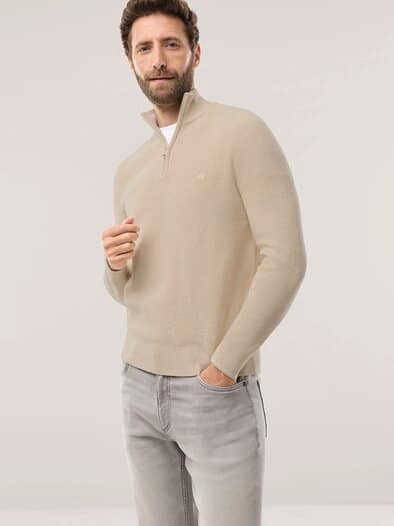 Gerippter Baumwoll-Troyer Natur