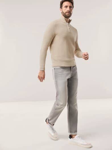 Gerippter Baumwoll-Troyer Natur