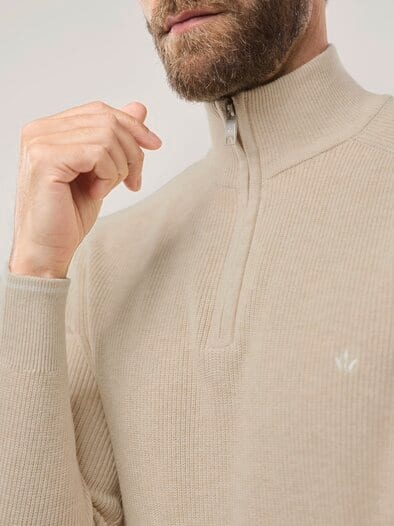 Gerippter Baumwoll-Troyer Natur