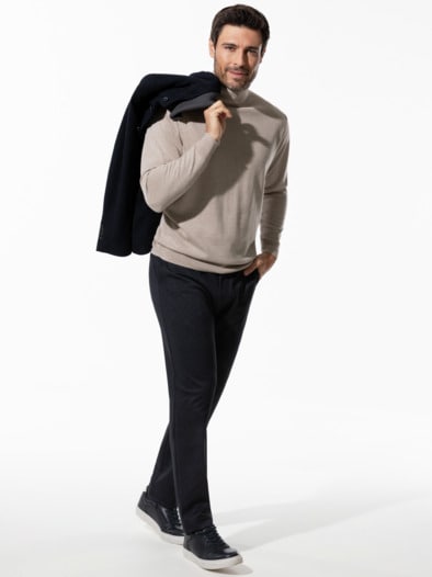 Merino-Mix Rollkragen-Pullover Natur