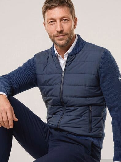 Hybrid Strickjacke mit Merinowolle Marine