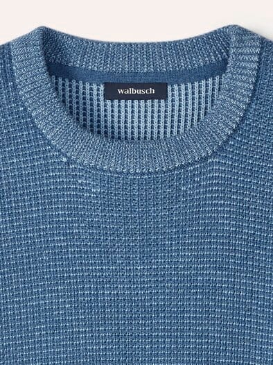 Strukturpullover Bicolor Jeansblau