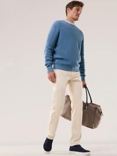 Strukturpullover Bicolor Jeansblau