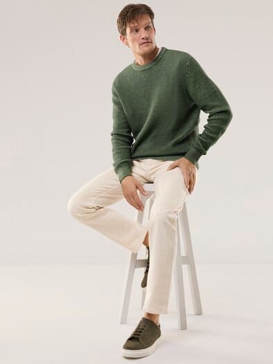 Strukturpullover Bicolor Khaki