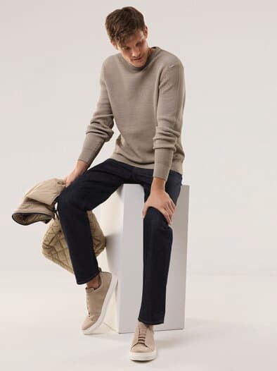 Strukturpullover Bicolor Sand