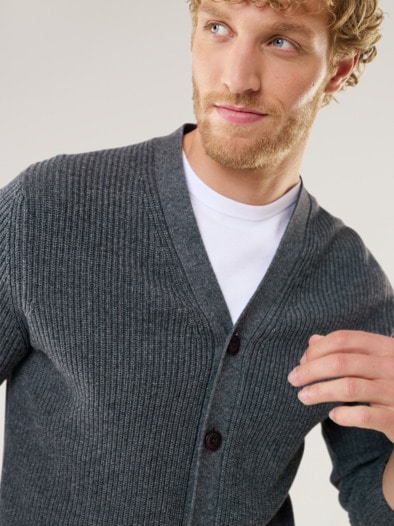 Patentstrick-Cardigan Grau Melange