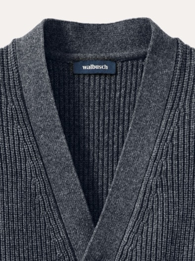 Patentstrick-Cardigan Grau Melange