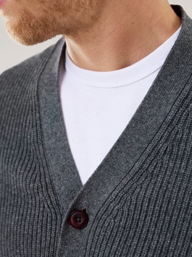 Patentstrick-Cardigan Grau Melange