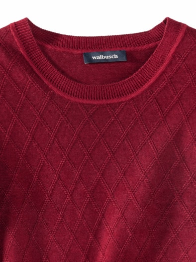 Strukturpullover Merino Extrafein Rot