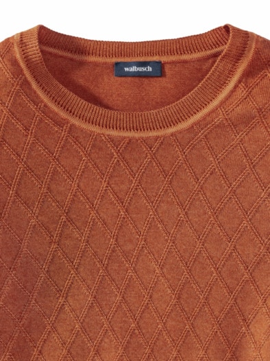 Strukturpullover Merino Extrafein Kürbis