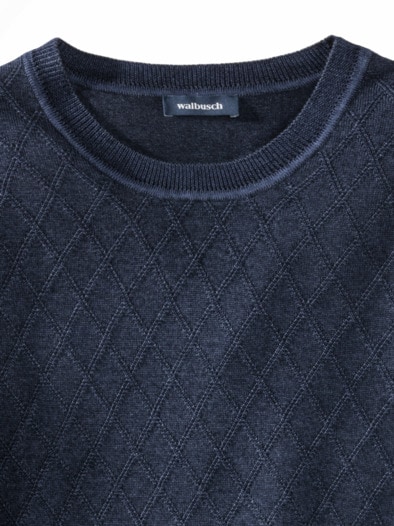 Strukturpullover Merino Extrafein Marine