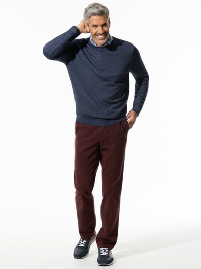 Strukturpullover Merino Extrafein Marine