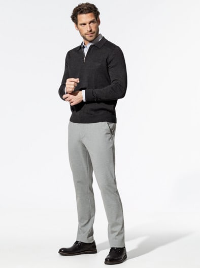 Merino-Mix Strickpolo Anthrazit