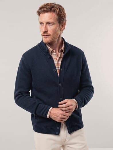 Strick-Blouson mit Merinowolle Marine