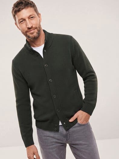 Strick-Blouson mit Merinowolle Oliv