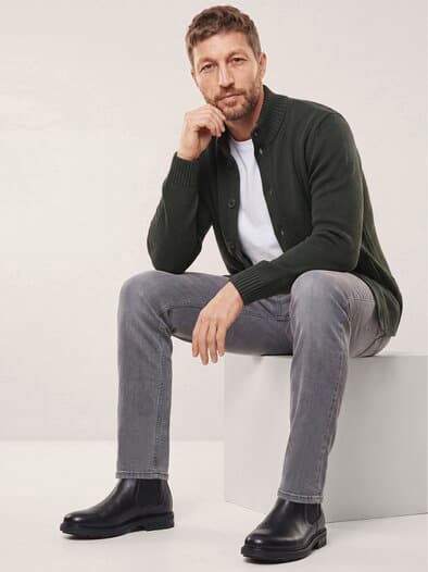 Strick-Blouson mit Merinowolle Oliv