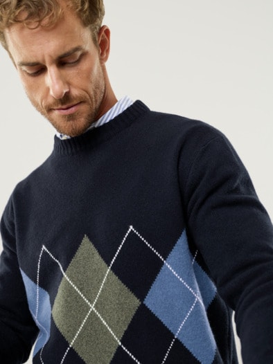 Argyle Pullover Marine