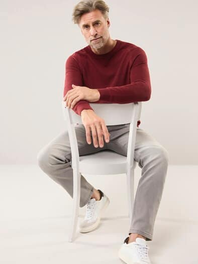 Ottoman Pullover Dunkelrot