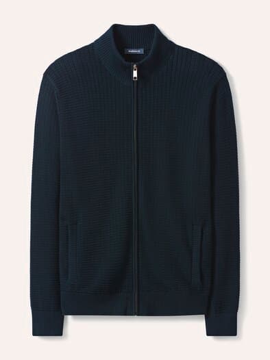 Strickjacke Waffelstruktur Marine