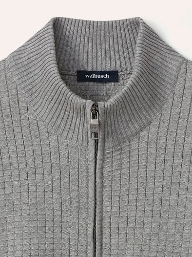 Strickjacke Waffelstruktur Grau Melange