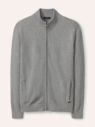 Strickjacke Waffelstruktur Grau Melange