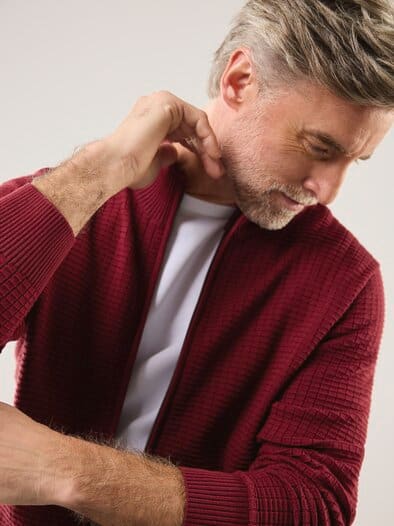 Strickjacke Waffelstruktur Dunkelrot