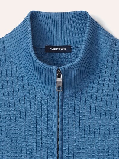 Strickjacke Waffelstruktur Rauchblau