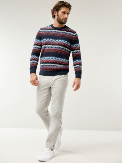 Jacquard-Pullover Marine