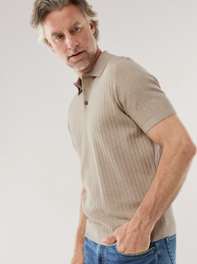 Baumwoll-Strickpolo Sand