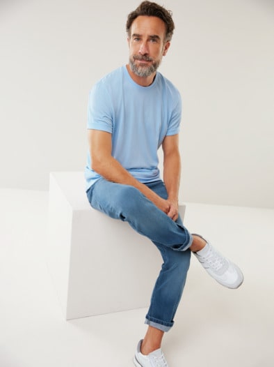 T-Shirt Rundhalsausschnitt Hellblau