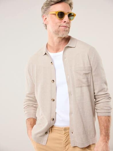 Geknöpftes Strickpolo Sand