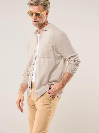 Geknöpftes Strickpolo Sand