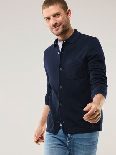 Geknöpftes Strickpolo Marine