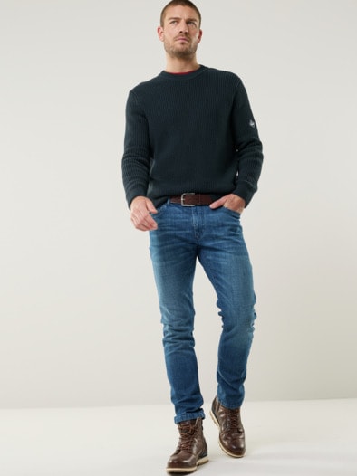 Patentstrick-Pullover Marine