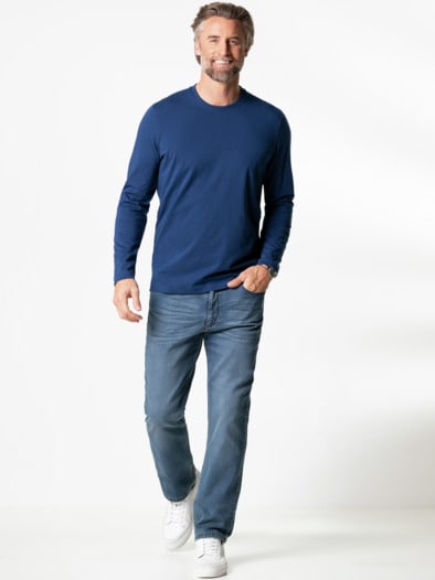 Langarm-Shirt Rundhalsausschnitt Blau