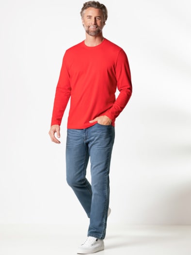 Langarm-Shirt Rundhalsausschnitt Rot