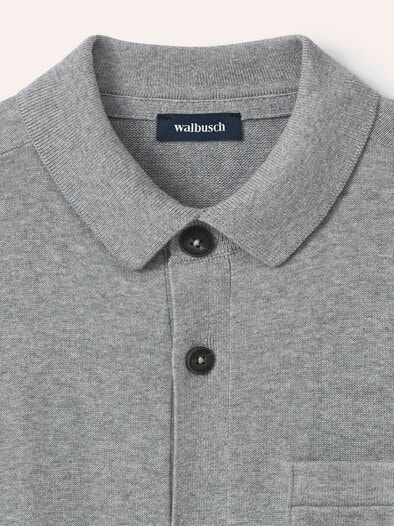 Geknöpftes Strickpolo Grau Melange