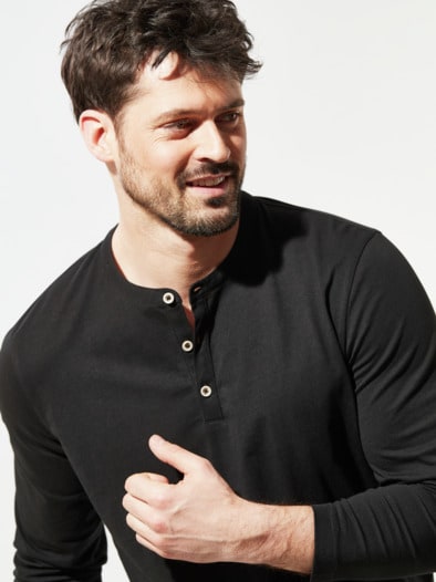 Henley-Shirt Schwarz