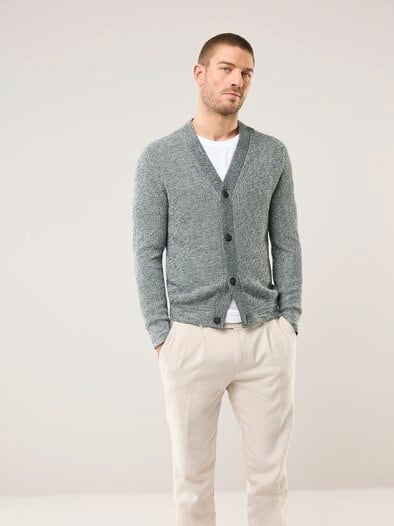 Mouline Cardigan Khaki/Navy