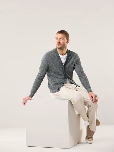 Mouline Cardigan Khaki/Navy