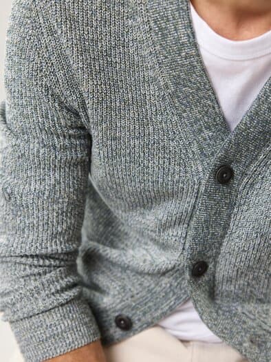Mouline Cardigan Khaki/Navy