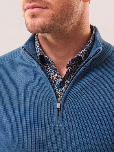 Troyer aus Baumwollmix Mittelblau