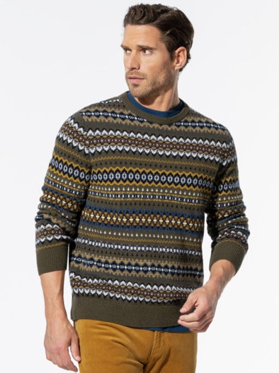 Fair-Isle-Pullover Salbei