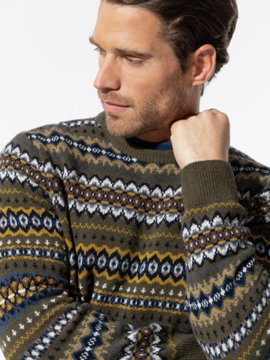 Fair-Isle-Pullover Salbei