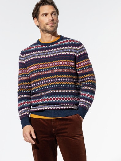 Fair-Isle-Pullover Blau