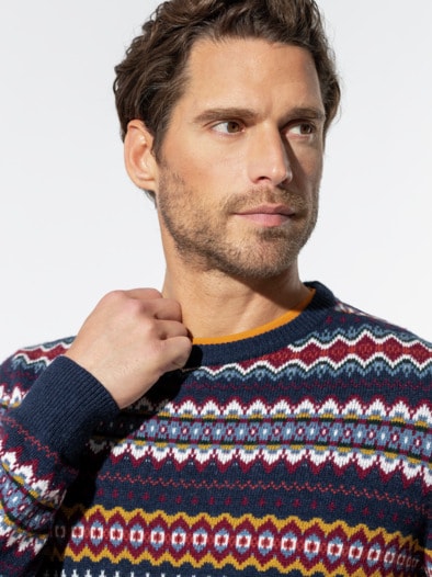 Fair-Isle-Pullover Blau