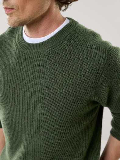 Cashmino Pullover Nahtlos Oliv