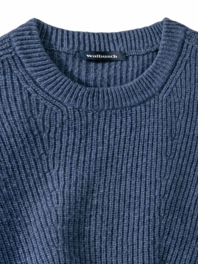 Cashmino Pullover Nahtlos Mittelblau