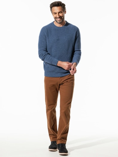 Cashmino Pullover Nahtlos Mittelblau