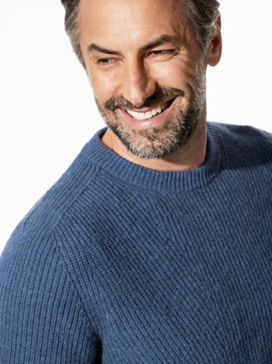Cashmino Pullover Nahtlos Mittelblau